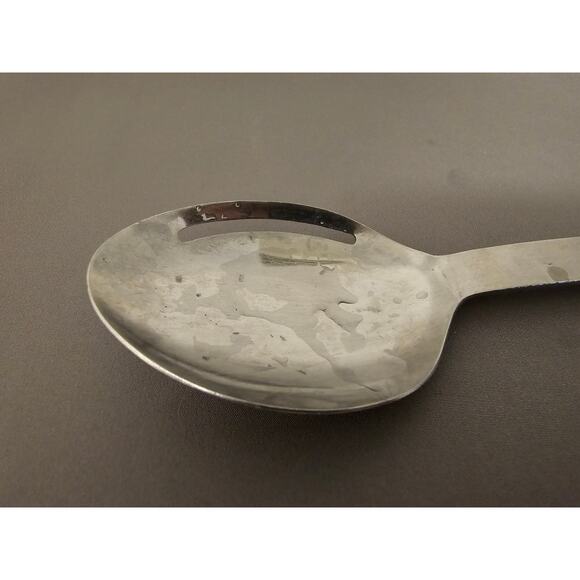 Vintage 9" Stainless Steel Serving Spoon w/Single Slot and Wood Handle - Japan - Picture 2 of 7